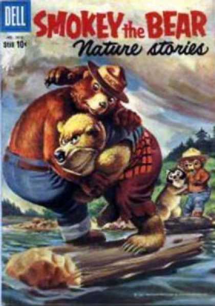 Four Color 1016 - Nature Stories - Bears - Blue Pants - Log - Water