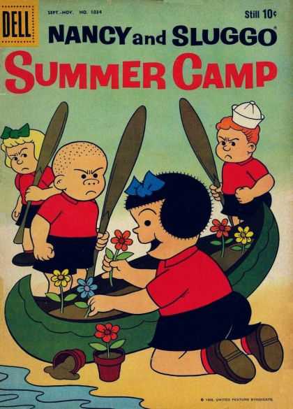Four Color 1034 - Nancy And Sluggo - Summer Camp - Angry Campers - Canoe Garden - 10 Cent Comic