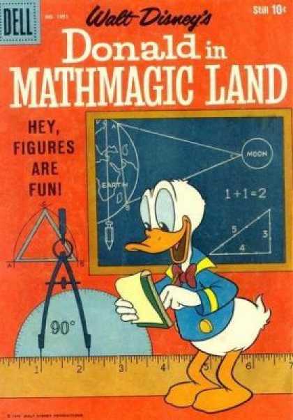 Four Color 1051 - Donald Duck - Chalk Board - Math - Ruler - Compass