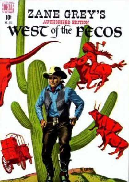 Four Color 222 - Dell - Zane Grey - West Of The Pecos - Cowboy - Guns