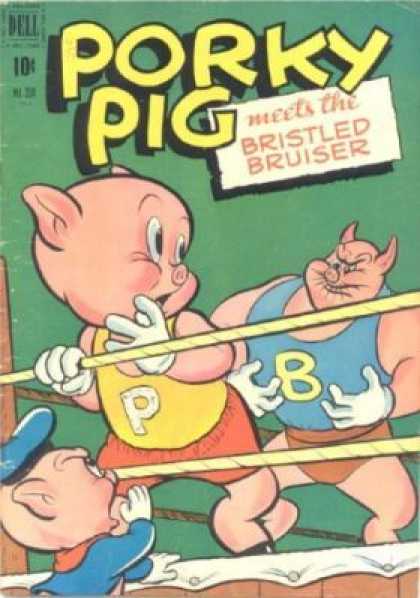 Four Color 330 - Porky Pig - Bristled Bruiser - Wrestling - On The Ropes - White Gloves