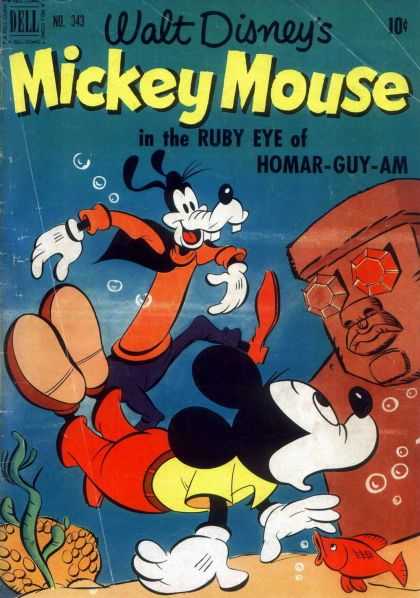 Four Color 343 - Mickey Mouse - Rubey Eye Of Homar-guy-am - Goofy - Fish - Water