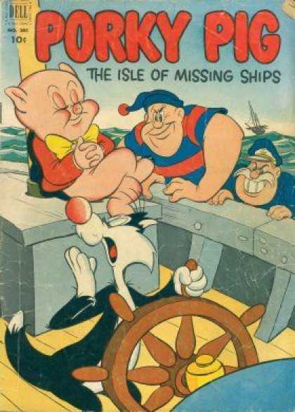Four Color 385 - Napping Pig - Sylvester The Cat - Ships - Wheel - Pirates Boarding