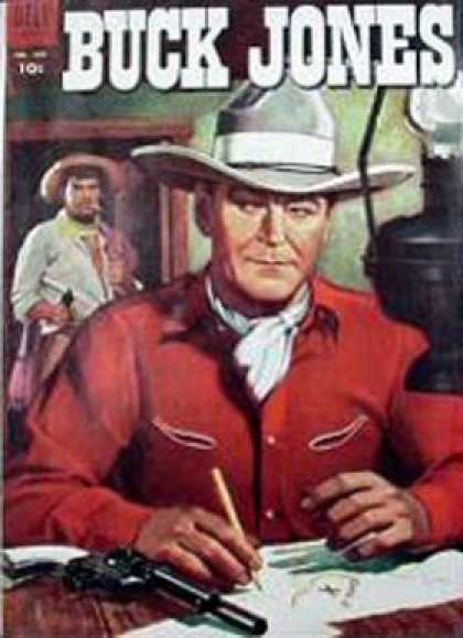 Four Color 589 - Buck Jones - Cowboy Cowboy Hat - Gun - Map - Table