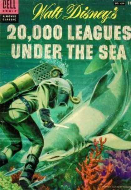 Four Color 614 - 20000 Leagues Under The Sea - Dell - Scuba - Shark - Fish
