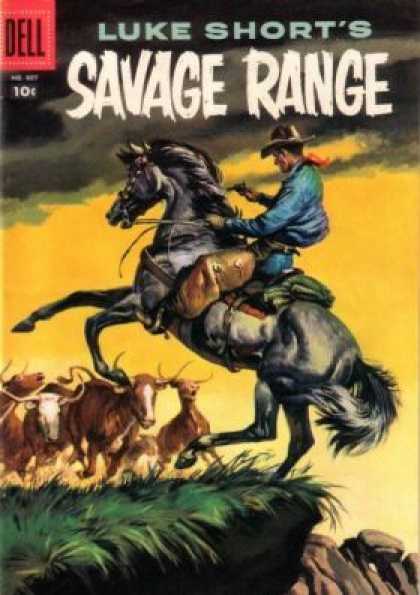 Four Color 807 - Dell - Dell Comics - Savage Range - Horse - Bulls