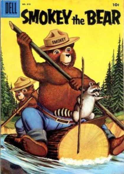 Four Color 818 - Park Ranger - Bear - Log Raft - Raccoon - River