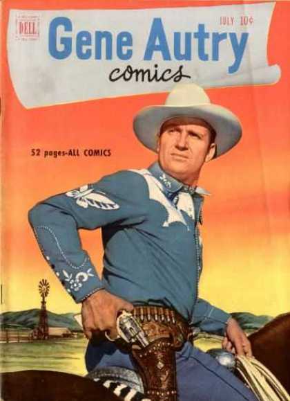 Gene Autry Comics 53 - Dell - Cowboy - Horse - Gun - Windmill