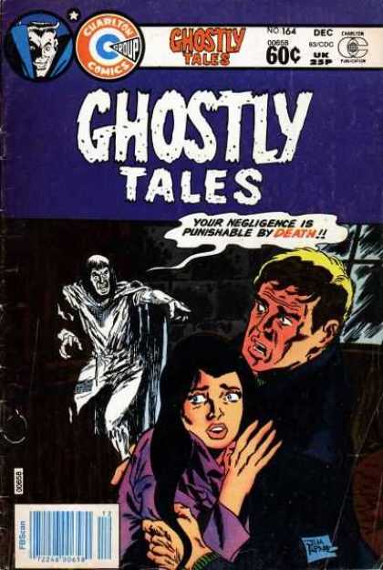 Ghostly Tales 164 - Charlton Comics - Brunette Woman - Purple Shirt - Negligence Is Punishable By Death - Man