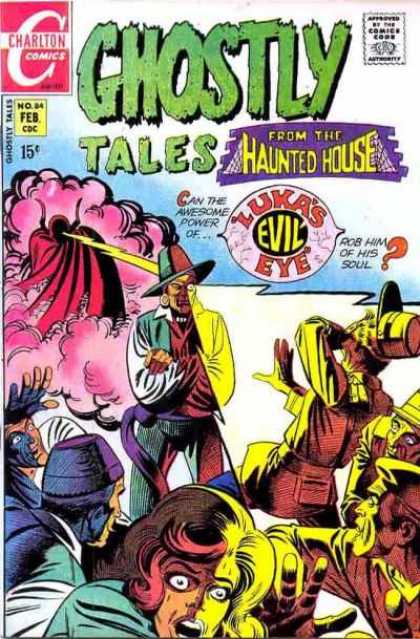 Ghostly Tales 84 - Hauted House - Lukas Evil Eye - Charlton Comics - Crowd - Lightening