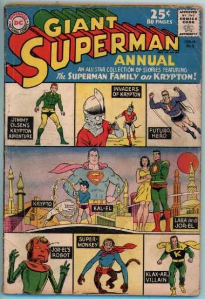 Giant Superman Annual 5 - Superman - The Superman Family On Krypton - Jor-el - Super Monkey - Klax-ar