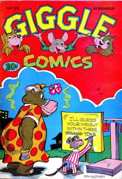 Giggle Comics 23 - Hippo In A Dress - Flower On A Hat - Mouse - Three Tons - Polka Dot Dress