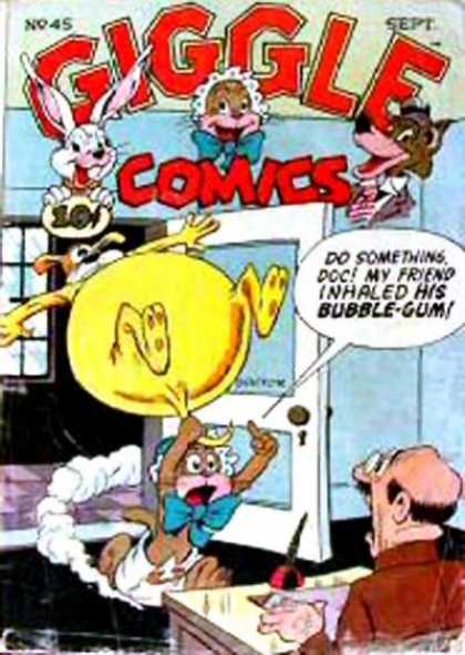 Giggle Comics 45 - No 45 - Yellow Dog - Bubble Gum - Blue Bow - Blue Bonnet