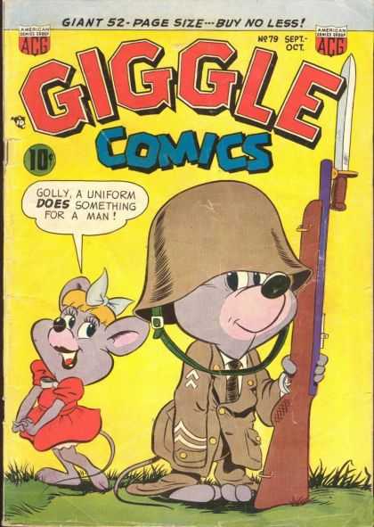 Giggle Comics 79 - Gun - Acg - Golly - A Uniform Does Something For A Man - Giant 52 Page Sizebuy No Less