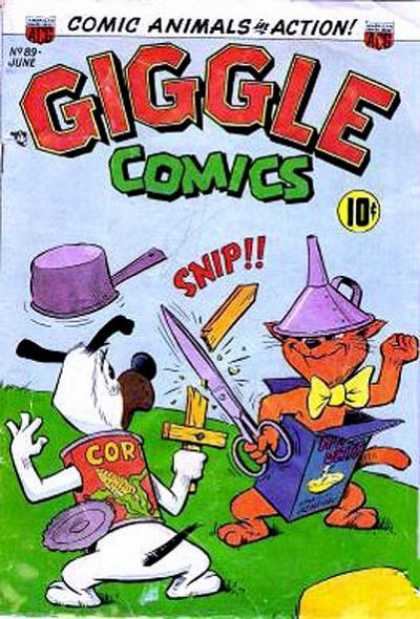 Giggle Comics 89 - Giggle - Cat - Dog - Fight - Scissors