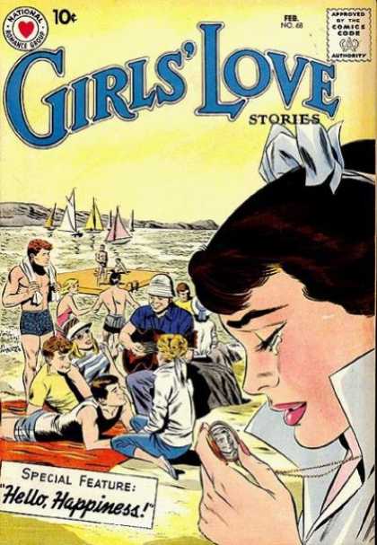 Girls' Love Stories 68 - Man - Beach - Sailboats - National - Approved By The Comics Code