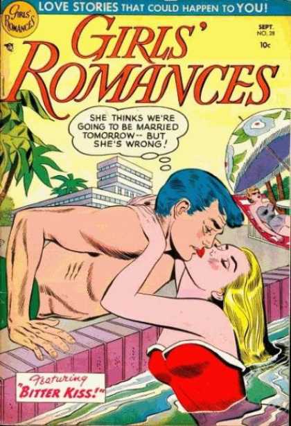 Girls' Romances 28 - Love Stories - Bitter Kiss - Blue Hair - Swimming Pool - Red Bathing Suit