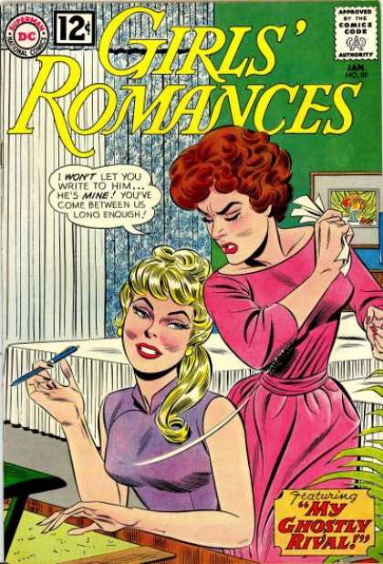 Girls' Romances 89 - Pen - Dc - Redhead - Speech Bubble - 12 Cents