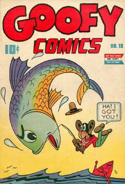 Goofy Comics 10 - Monkey - Boat - Fishing - Big Fish - Water