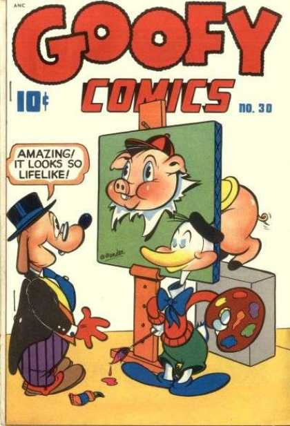 Goofy Comics 30 - Goofy Comics - No 30 - Amazing It Looks So Lifelike - Pig - Painting