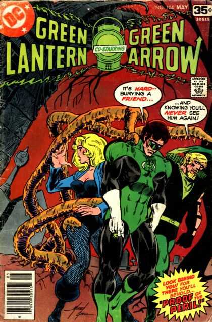 Green Lantern (1960) 104 - Funeral - Friend - Tentacls - Sadness - Black Canary - Mike Grell