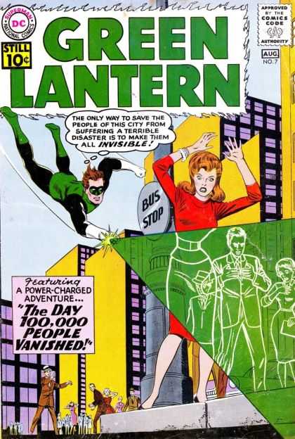 Green Lantern (1960) 7 - Green Super Hero - Invisible People - Green Ray - Big City - Flying