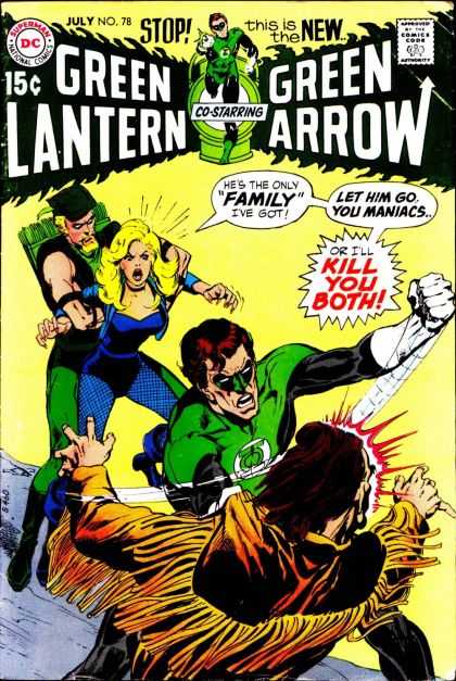 Green Lantern (1960) 78 - Co-starring Green Arrow - 15 An Issue - Man Holding Woman In Back Ground - Woman Screaming At Men - Issue Number 78 - Jack Adler, Neal Adams