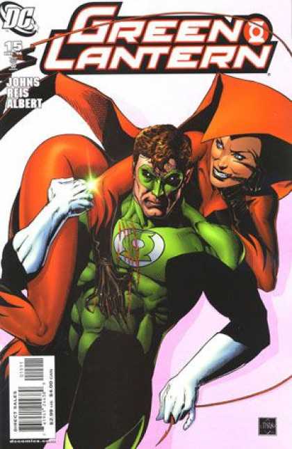 Green Lantern (2005) 15 - Superhero In Green - Superhero With Super Lady - Superlady In Reddishorange Costume - Superhero With Lady On Shoulders - Pretty Lady - Sciver Van