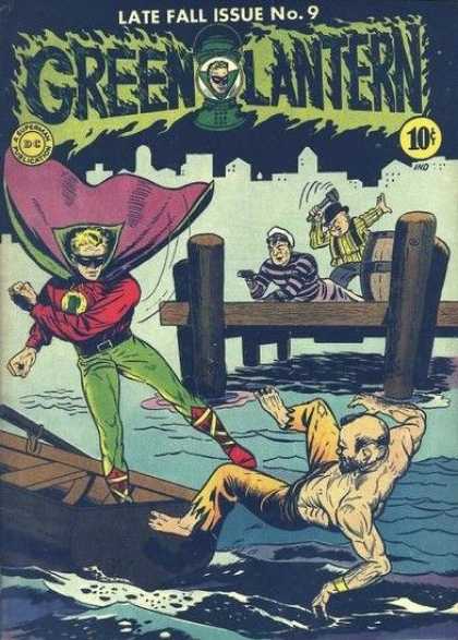Green Lantern 9 - Late Fall Issue No 9 - 10 Cents - Robber - Man Holding Wrench - Pier - Sheldon Moldoff