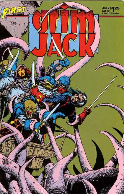 Grimjack 12 - Tentacle - Swords - Green Background - Fighting - Green Faced Guy - Timothy Truman