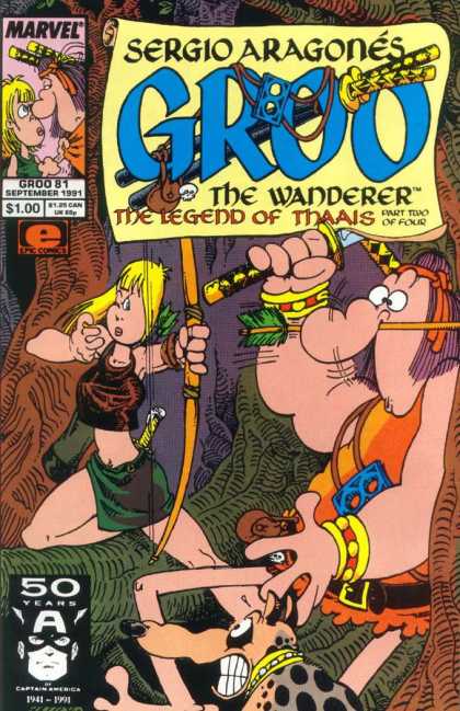 Groo the Wanderer 81 - Dog - Bow - Arrow - Tree - Woman