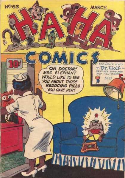 Ha Ha Comics 63 - Dr Wolf - Mrs Elephant - Reducing Pills - Nurse - Office