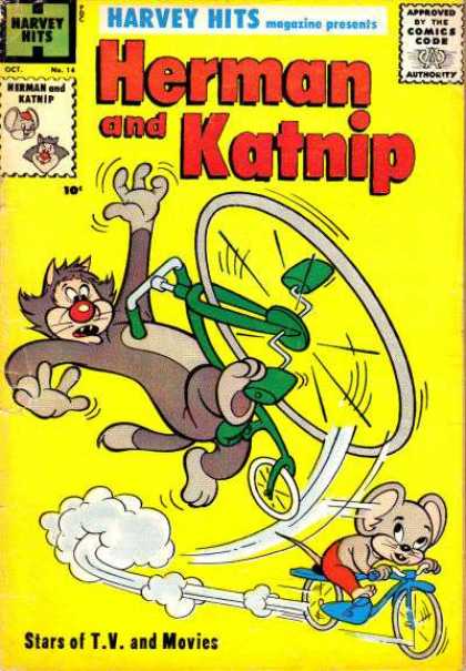 Harvey Hits 14 - Comics Code - Herman And Katnip - Cat - Mouse - Stars Of Tv And Movies