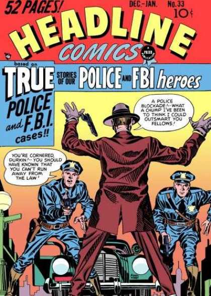 Headline Comics 33 - Police - Fbi - Gun - Car - Chase