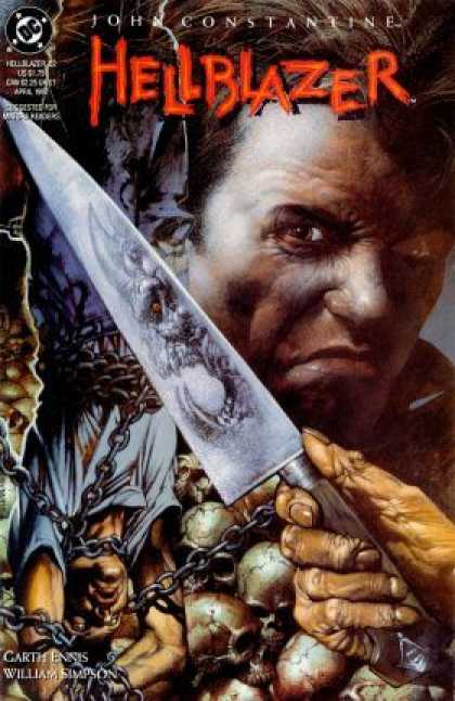 Hellblazer 52 - Weapon - Knife - Chains - Face - John Constantine