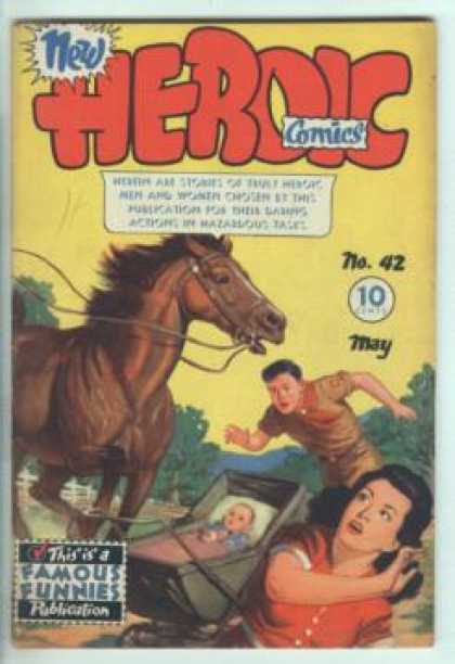 Heroic Comics 42 - Run Away Horse - Boy Scout - Baby In Trouble - Woman In Distress - Boy Saving Baby
