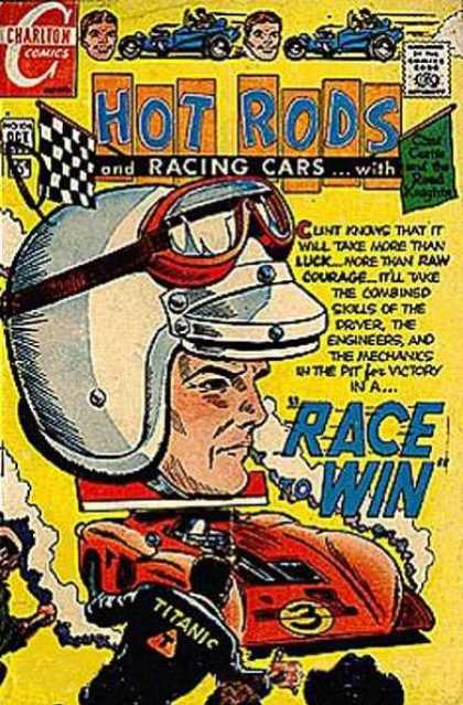 Hot Rods and Racing Cars 104 - Charlton Comics - Car - Man - Approved By The Comics Code - Flag