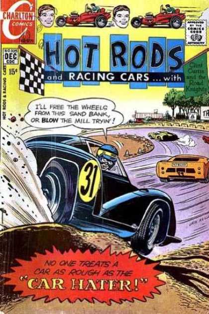 Hot Rods and Racing Cars 105 - Chalton Comics - Checkered Flag - Car Hater - Race Track - Clint Curtis