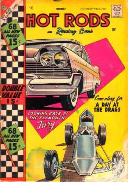 Hot Rods and Racing Cars 34 - Come Along For A Day At The Drags - Looking Back At The Plymouth Fury - Double Value - 68 All New Pages - Tyres