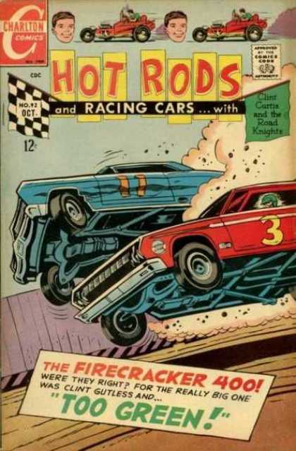 Hot Rods and Racing Cars 92 - Cars - Charlton Comics - Dust - Checkered Flag - Firecracker 400