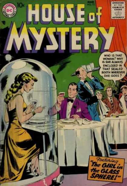 House of Mystery 72 - The Girl In The Glass Sphere - Mysterious Woman - Sealed Booth - Restaurant - Dining