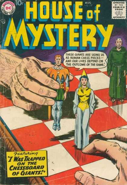 House of Mystery 77 - Giant Hand - Chessboard - Human Pieces - Preacher - Green Robes