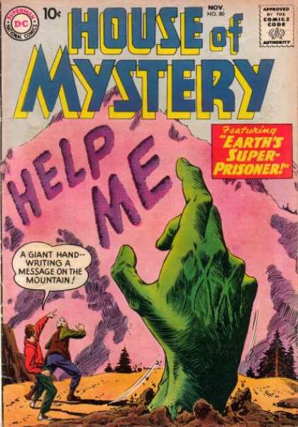 House of Mystery 80 - Super Prisoner - Giant Hand - Mountain - Message - Handwriting