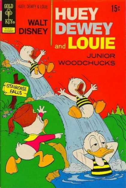 Huey, Dewey and Louie: Junior Woodchucks 17 - Gold Key - Walt Disney - Ducks - Waterfall - Donald