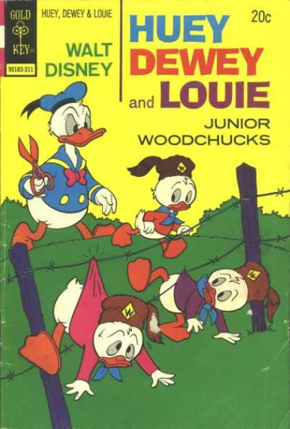 Huey, Dewey and Louie: Junior Woodchucks 23 - Donald Duck - Barb Wire Fence - Cub Scouts - Cought On Fence - Scissors