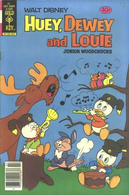 Huey, Dewey and Louie: Junior Woodchucks 61 - Moose - Coonskin Caps - Drum - Tree Stump - Musical Notes