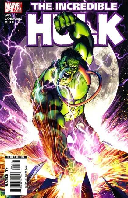 Hulk (2000) 90 - Hulk - Moon - Fist - Lightening - Night Sky - Brandon Peterson