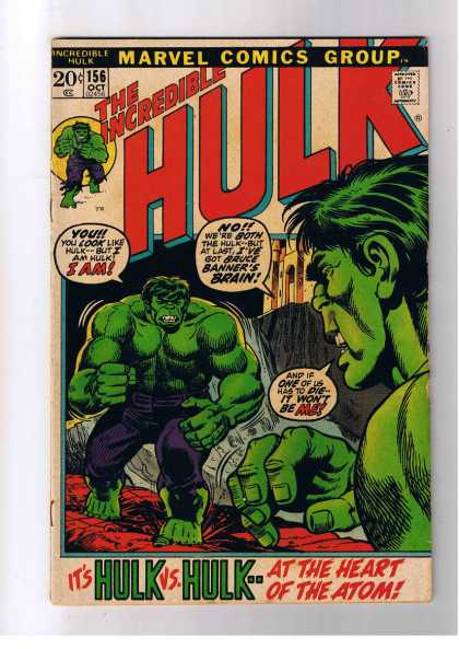 Hulk 156 - The Incredible - Marvel Comics Group - Hulk Vs Hulk - Bruce Banner - At The Heart Of The Atom
