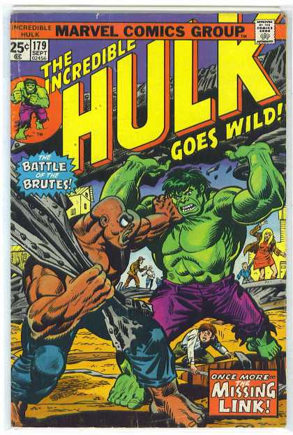 Hulk 179 - Marvel Comics Group - Approved By The Comics Code Authority - 179 Sept - The Incredible - Battle
