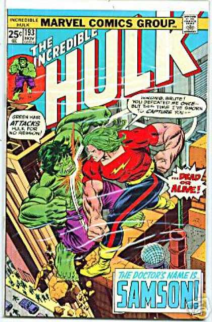 Hulk 193 - Fight - Superheroes - Green Hair - Punch - Rooftop